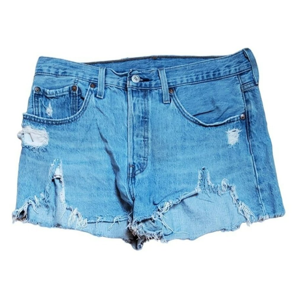 Levi's Women's Distressed 501 Size 30 Red Tab Blank Summer Shorts